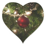 Christmas Tree I Holiday Pretty Green and Red Heart Sticker