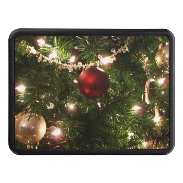 Christmas Tree I Holiday Pretty Green and Red Hitch Cover (Front)
