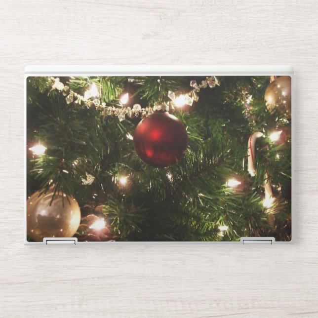 Christmas Tree I Holiday Pretty Green and Red HP Laptop Skin (Front)