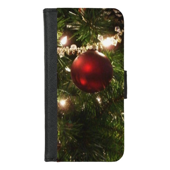 Christmas Tree I Holiday Pretty Green and Red iPhone Wallet Case (Front)