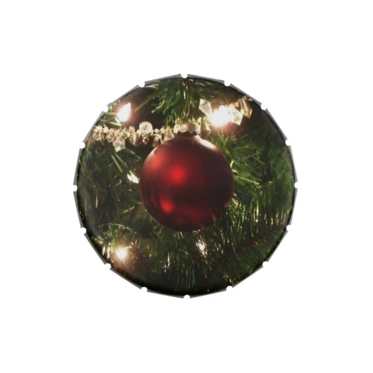 Christmas Tree I Holiday Pretty Green and Red Jelly Belly Tin (Top)