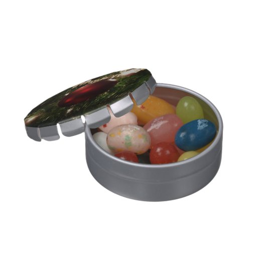Christmas Tree I Holiday Pretty Green and Red Jelly Belly Tin (Opened)