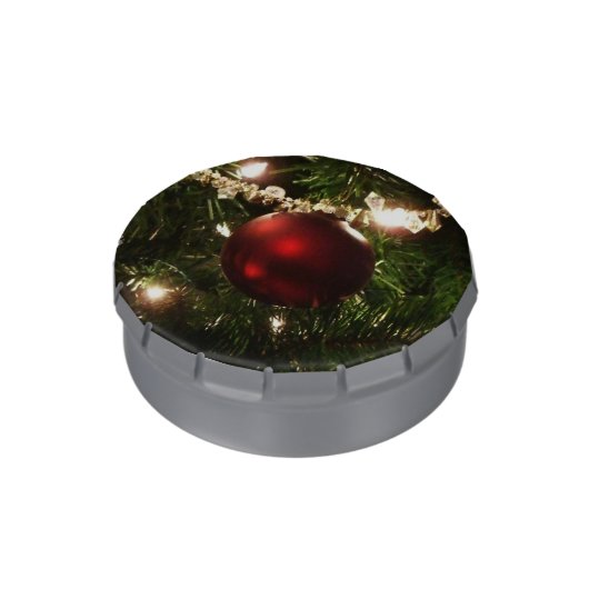 Christmas Tree I Holiday Pretty Green and Red Jelly Belly Tin (Side)
