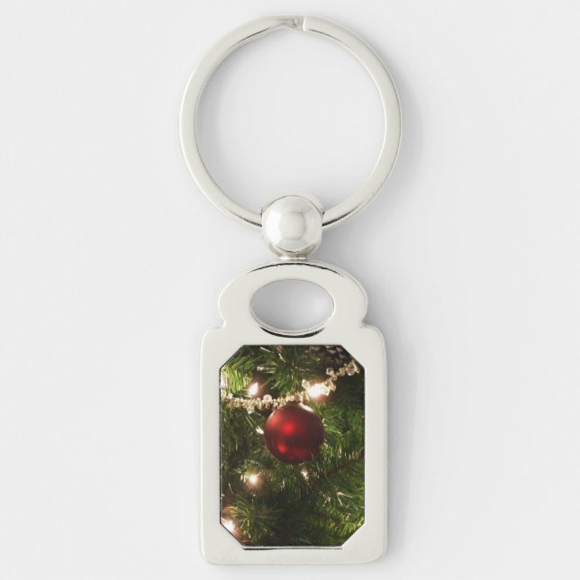 Christmas Tree I Holiday Pretty Green and Red Keychain (Front)