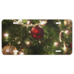 Christmas Tree I Holiday Pretty Green and Red License Plate