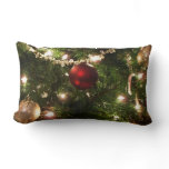 Christmas Tree I Holiday Pretty Green and Red Lumbar Pillow
