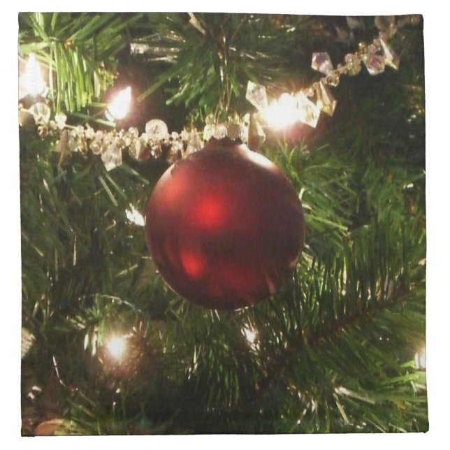 Christmas Tree I Holiday Pretty Green and Red Napkin (Front)