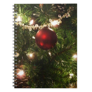Christmas Tree I Holiday Pretty Green and Red Notebook