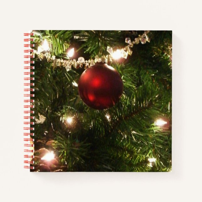 Christmas Tree I Holiday Pretty Green and Red Notebook (Front)