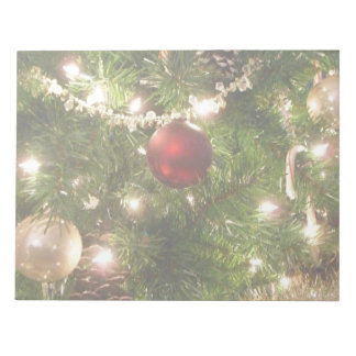 Christmas Tree I Holiday Pretty Green and Red Notepad