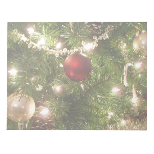 Christmas Tree I Holiday Pretty Green and Red Notepad (Front)