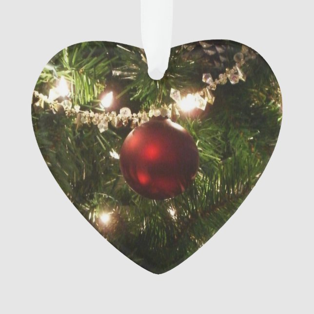 Christmas Tree I Holiday Pretty Green and Red Ornament (Front)