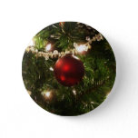 Christmas Tree I Holiday Pretty Green and Red Pinback Button
