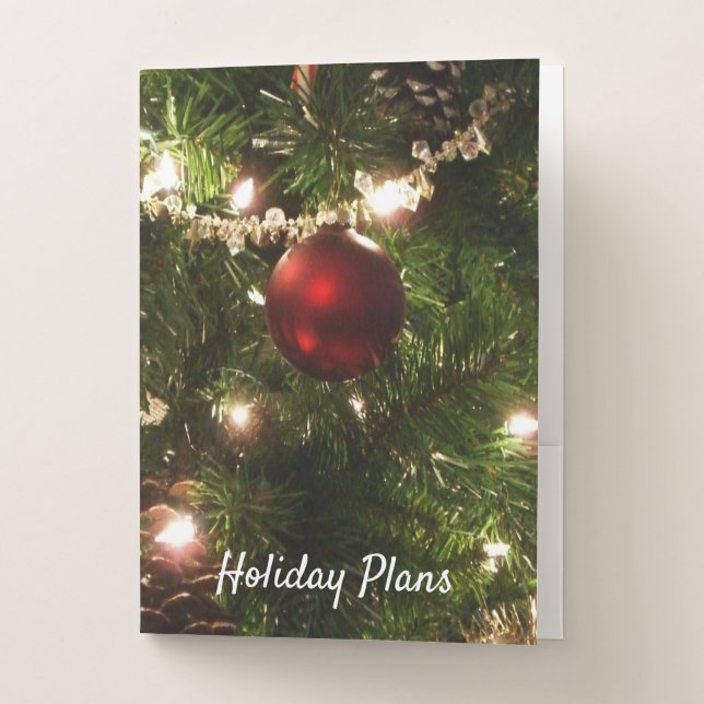 Christmas Tree I Holiday Pretty Green and Red Pocket Folder (Front)
