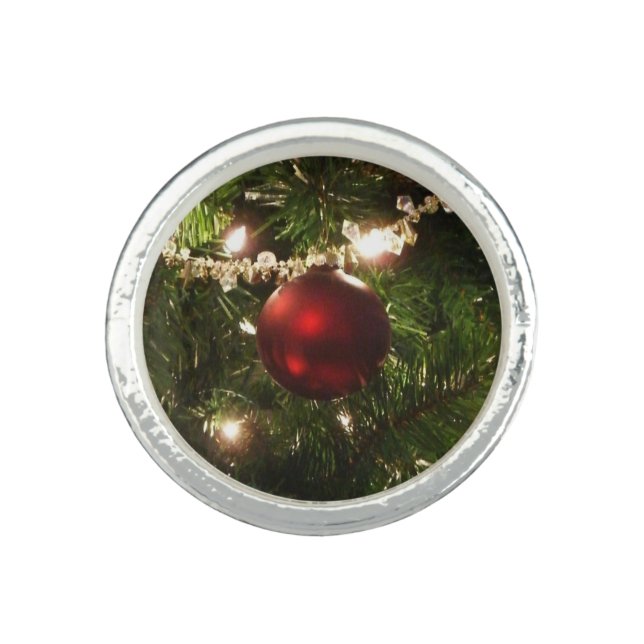 Christmas Tree I Holiday Pretty Green and Red Ring (Front)