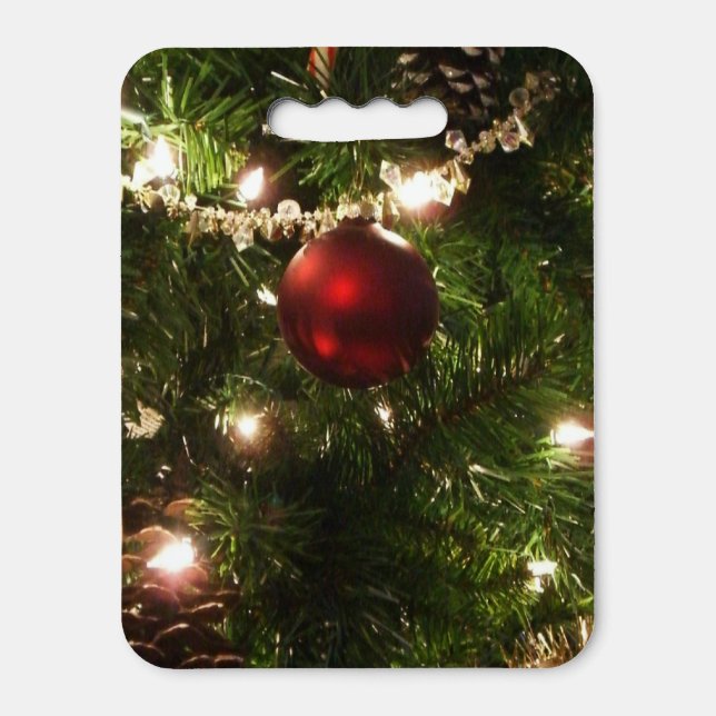 Christmas Tree I Holiday Pretty Green and Red Seat Cushion (Front Vertical)