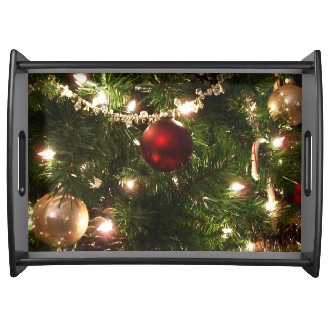 Christmas Tree I Holiday Pretty Green and Red Serving Tray (Front)