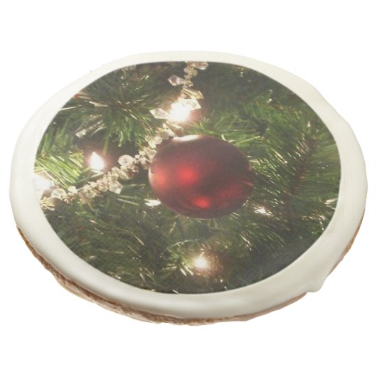 Christmas Tree I Holiday Pretty Green and Red Sugar Cookie (Angled)