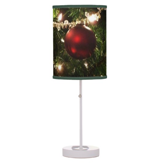 Christmas Tree I Holiday Pretty Green and Red Table Lamp (Front)
