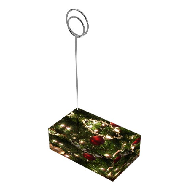 Christmas Tree I Holiday Pretty Green and Red Table Number Holder (Corner)