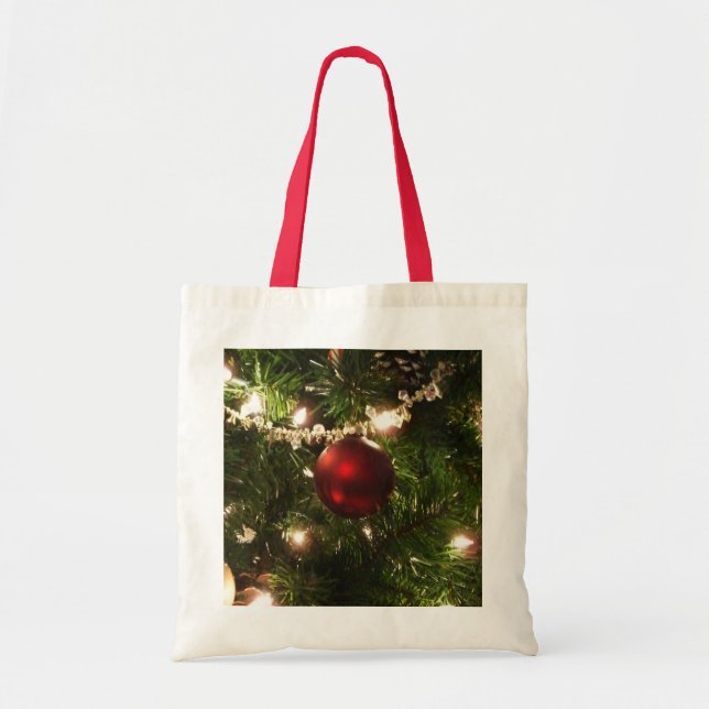 Christmas Tree I Holiday Pretty Green and Red Tote Bag (Front)