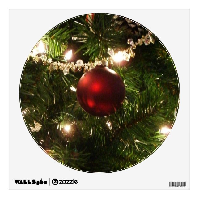 Christmas Tree I Holiday Pretty Green and Red Wall Decal (Front)