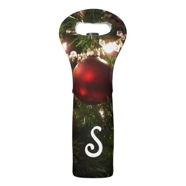 Christmas Tree I Holiday Pretty Green and Red Wine Bag (Front)