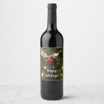 Christmas Tree I Holiday Pretty Green and Red Wine Label