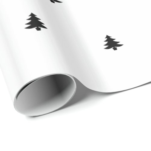 Christmas Tree Iconic Pattern Festive BlackWhite Wrapping Paper