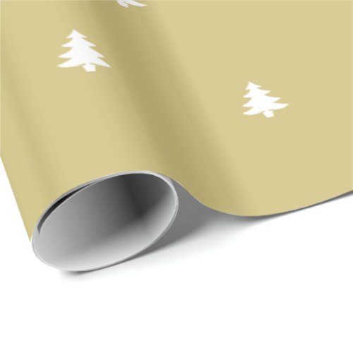 Christmas Tree Iconic Pattern GoldWhite Wrapping Paper