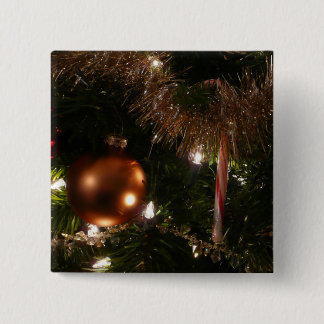 Christmas Tree II Holiday Red and Gold Button