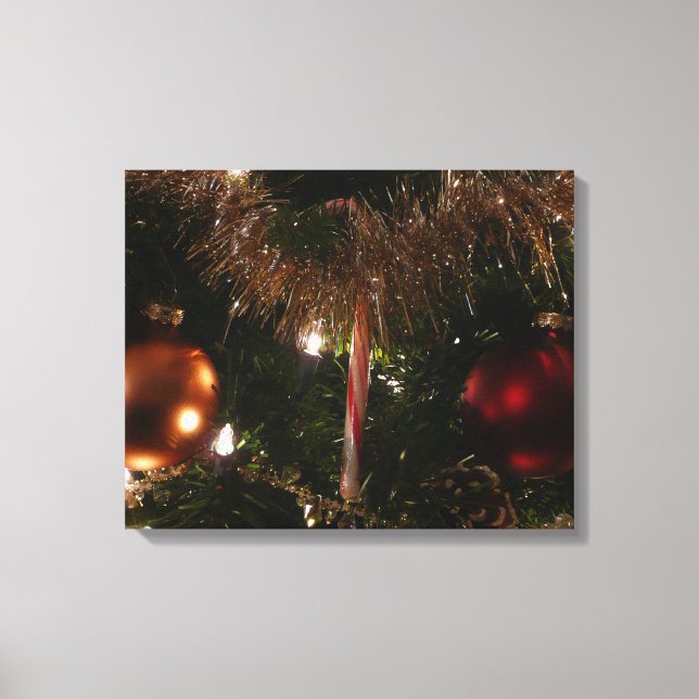 Christmas Tree II Holiday Red and Gold Canvas Print (Front)