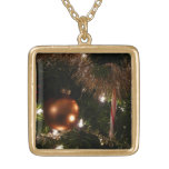 Christmas Tree II Holiday Red and Gold Gold Plated Necklace