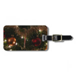 Christmas Tree II Holiday Red and Gold Luggage Tag