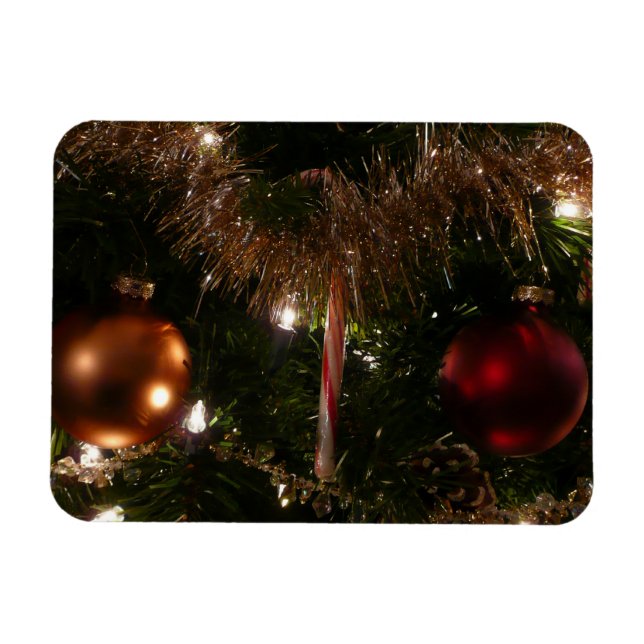 Christmas Tree II Holiday Red and Gold Magnet (Horizontal)