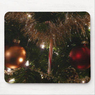 Christmas Tree II Holiday Red and Gold Mouse Pad