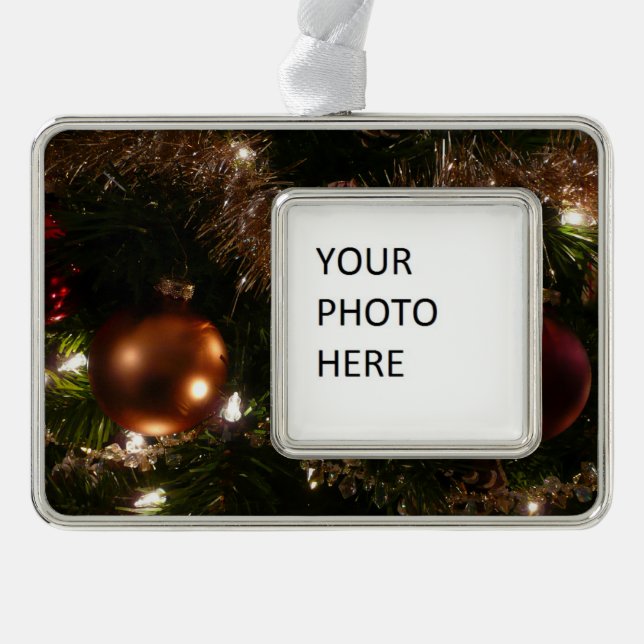 Christmas Tree II Holiday Red and Gold Ornament (Front)