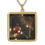 Christmas Tree II Holiday Red and Gold Plated Necklace