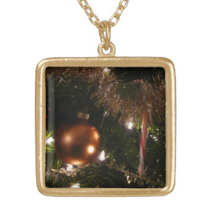 Christmas Tree II Holiday Red and Gold Plated Necklace