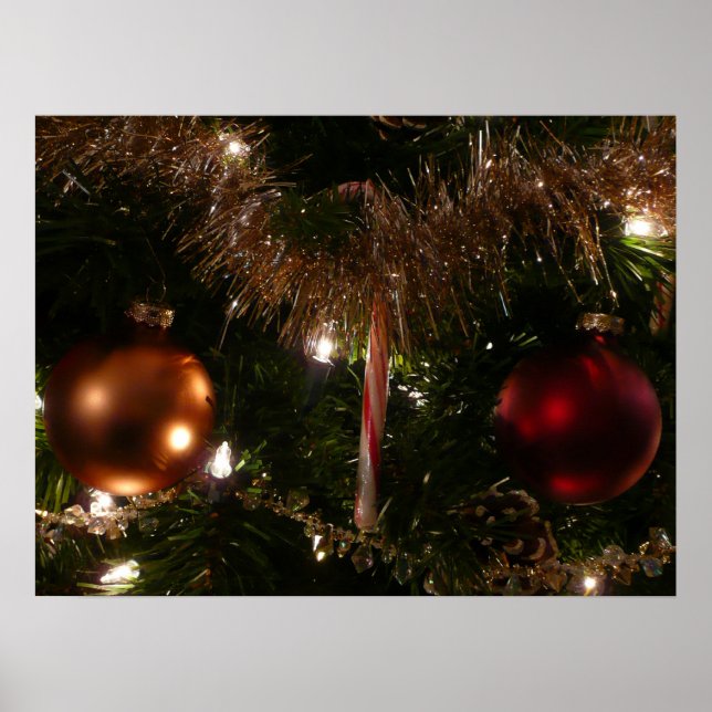 Christmas Tree II Holiday Red and Gold Poster (Front)