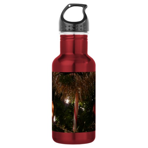 Christmas Tree II Holiday Red and Gold Stainless Steel Water Bottle