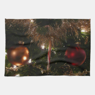 Christmas Tree II Holiday Red and Gold Towel