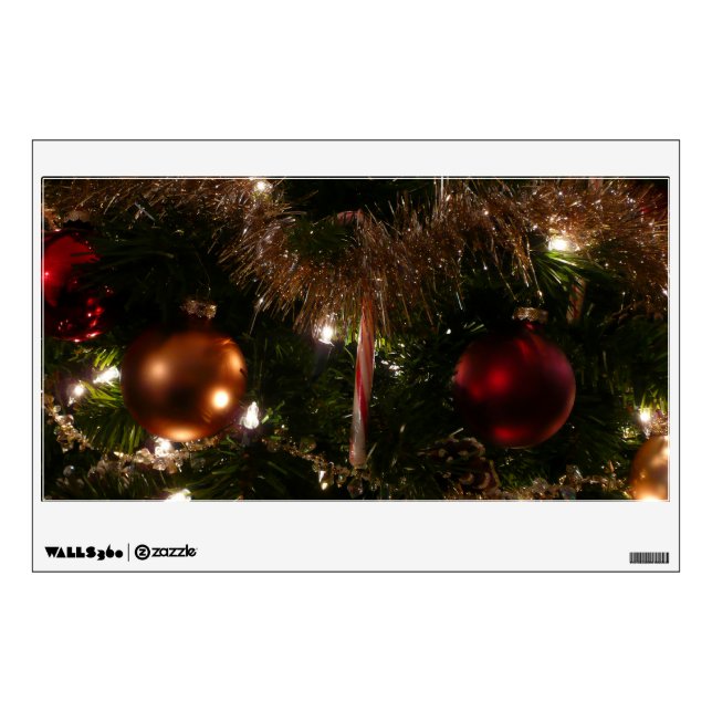 Christmas Tree II Holiday Red and Gold Wall Decal (Front)