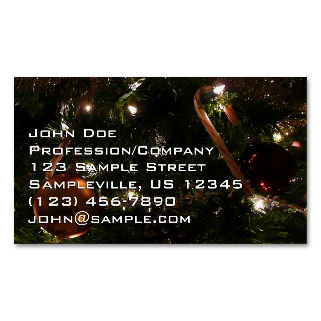 Christmas Tree III Holiday Scene Business Card Magnet (Front)
