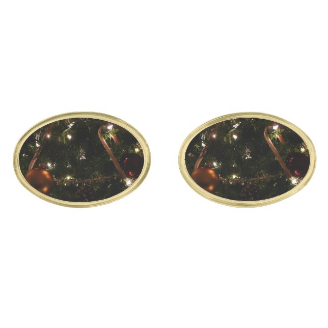 Christmas Tree III Holiday Scene Cufflinks (Front)