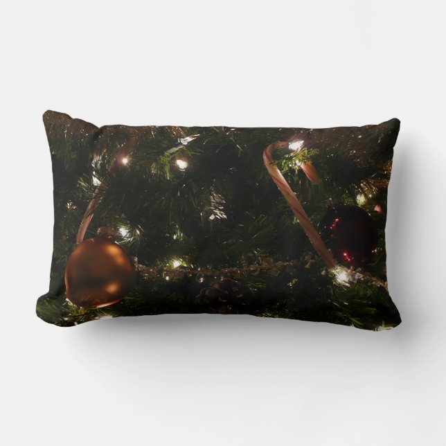 Christmas Tree III Holiday Scene Lumbar Pillow (Front)