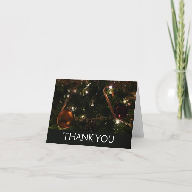 Christmas Tree III Holiday Scene Thank You Card (Front)