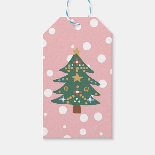 Christmas Tree Illustration Classic Gift Tags