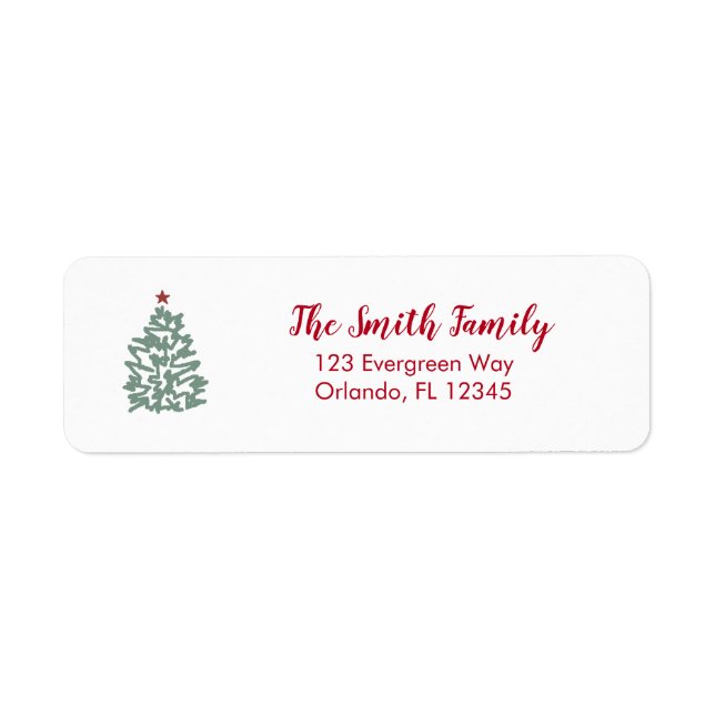 Christmas Tree Illustration Return Address Label (Front)
