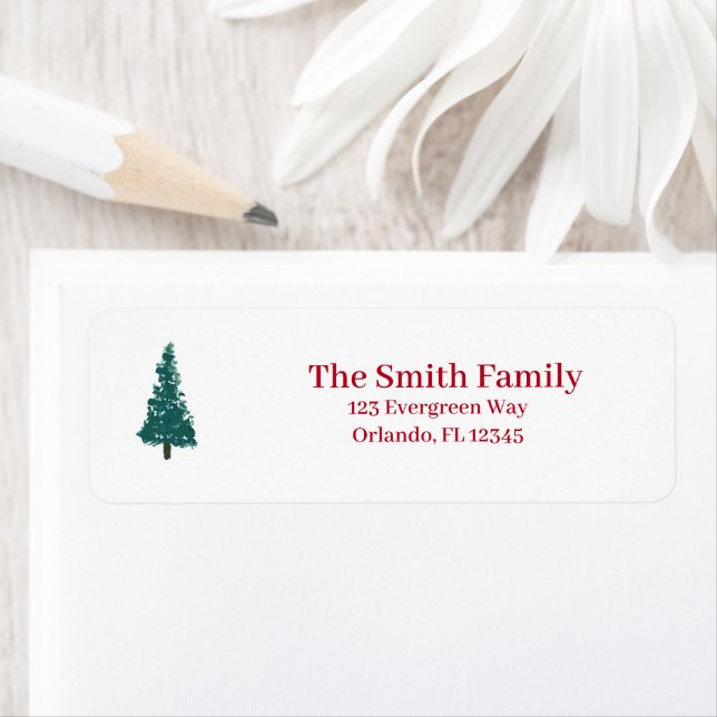 Christmas Tree Illustration Return Address Label (Insitu)